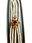 14KT YG MULTI STRAND PEARL W/ORANGE TOPAZ AND BROWN TOPAZ