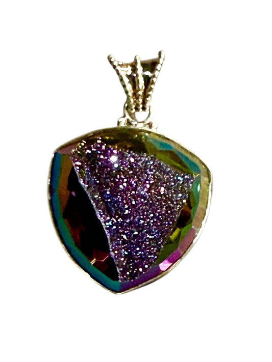 SS LARGE DRUZY QUARTZ PENDANT NO CHAIN