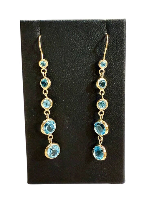 SS DANGLE BLUE TOPAZ EARRINGS