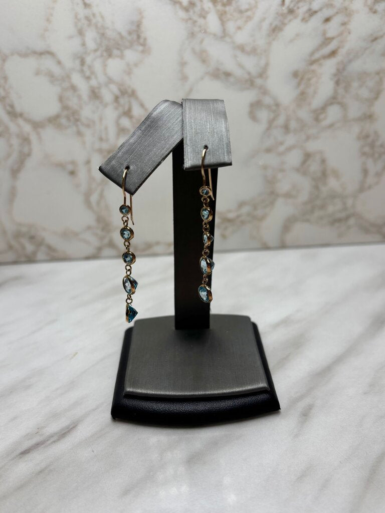 SS DANGLE BLUE TOPAZ EARRINGS