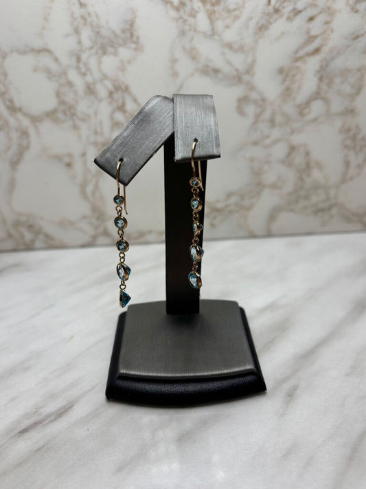 SS DANGLE BLUE TOPAZ EARRINGS