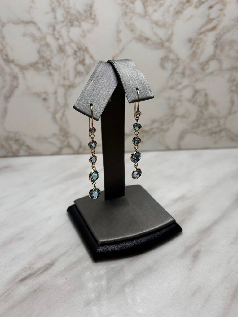 SS DANGLE BLUE TOPAZ EARRINGS