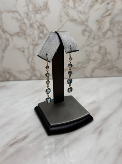 SS DANGLE BLUE TOPAZ EARRINGS