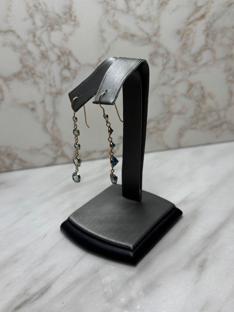 SS DANGLE BLUE TOPAZ EARRINGS
