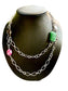 SS LONG NECKLACE W/RUBY&EMERALD SMOKEY QUARTZ