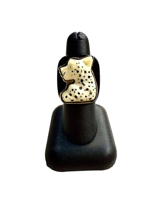 PLASTIC LEPHARD RING BLK SZ 7.5