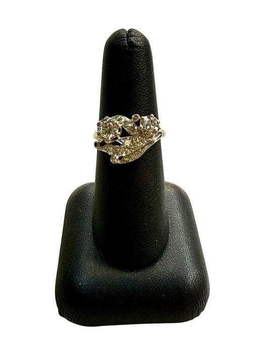 14KT TUTONE VINTAGE CLUSTER RING 1CTTW SZ 6.5