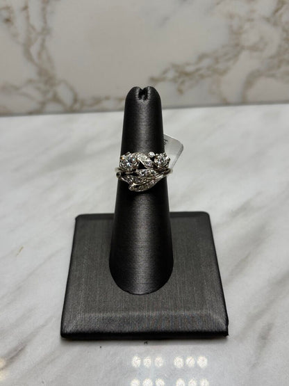 14KT TUTONE VINTAGE CLUSTER RING 1CTTW SZ 6.5
