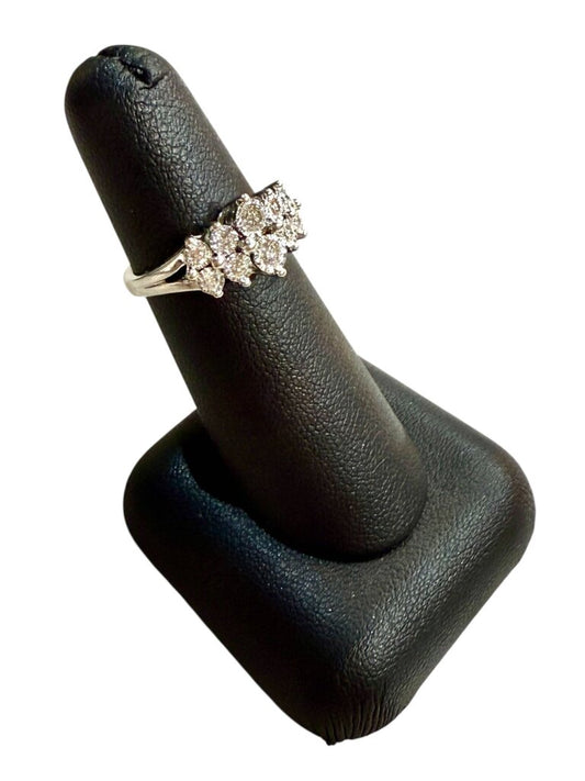 14KT WG 10RB DIA GRADUATED ILLUSION STYLE FASHION 1/2TW SZ 5.5