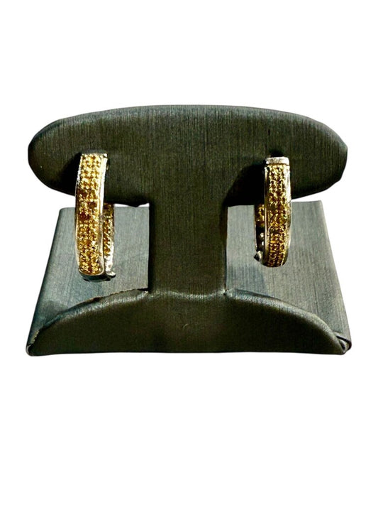 SS HUGGY EARRINGS W/ ILLUSION YELLOW SAPPHIRE & DIA EARRINGS