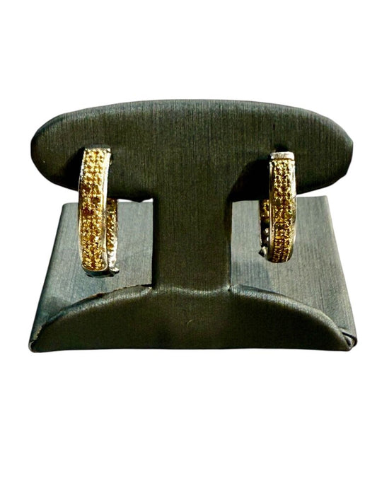 SS HUGGY EARRINGS W/ ILLUSION YELLOW SAPPHIRE & DIA EARRINGS