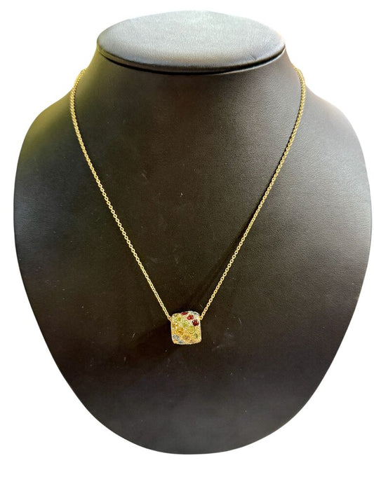 SS GOLD PLATED MULTI COLOR BARROL PENDANT ON 18" CHAIN