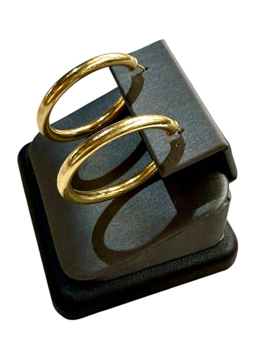 14KT YG HOLLOW MEDIUM SIZE HOOPS