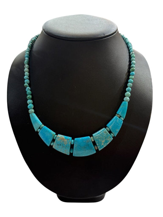SS GRADUATED TURQ NECKLACE