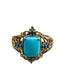 SS/GP TURQ CTR W/BLUE QUARTZ SCROLLING LEAF DESIGN RING SZ 9