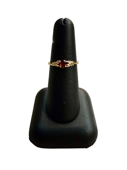 10KT YG OVAL GARNET W/MELEE SZ 6.5