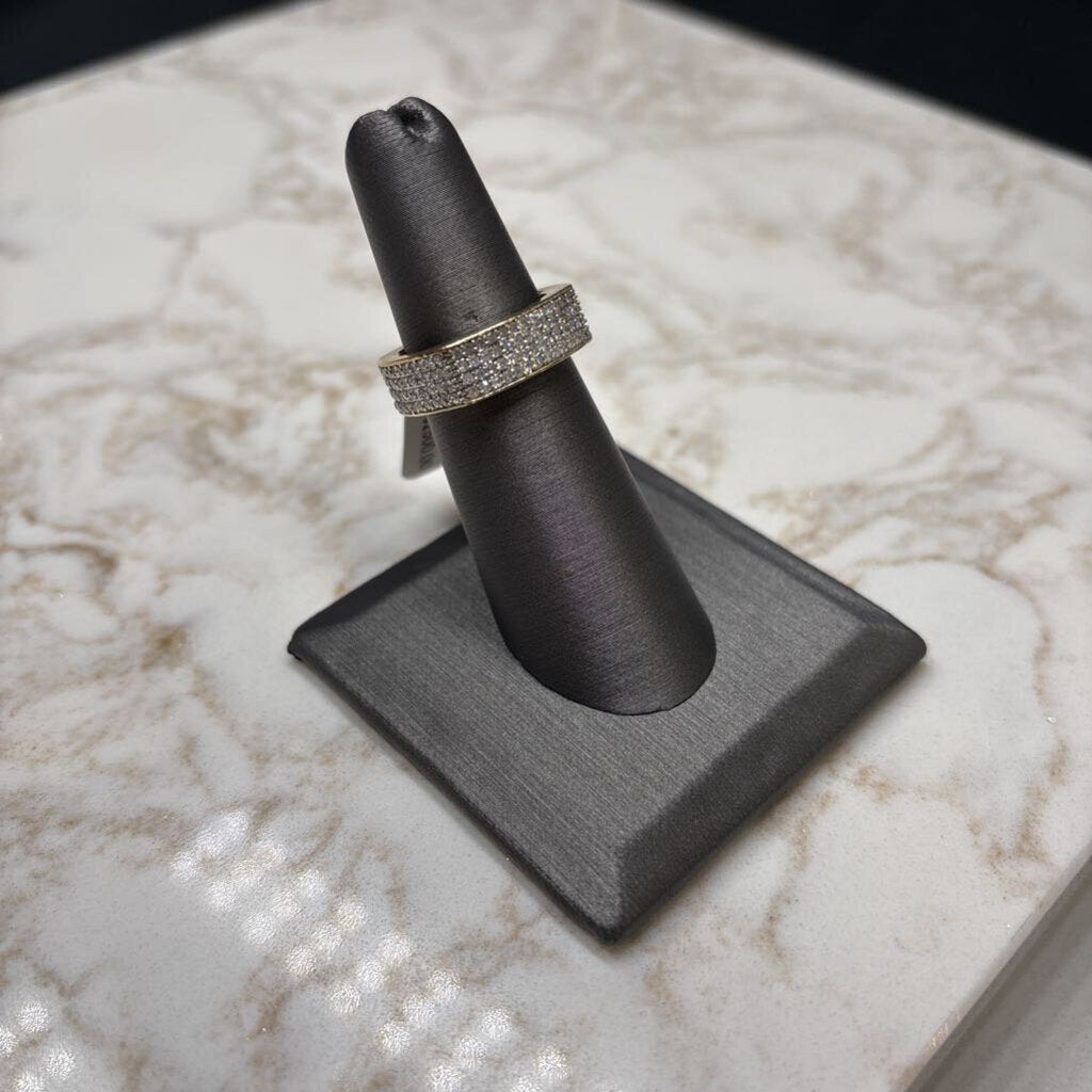 14KT YG 2CTTW WIDE PAVE EURO BAND SZ 5