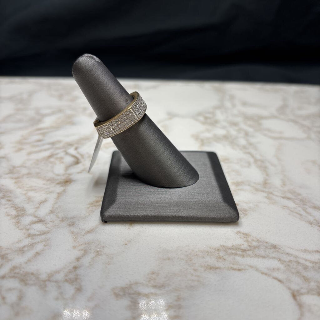 14KT YG 2CTTW WIDE PAVE EURO BAND SZ 5