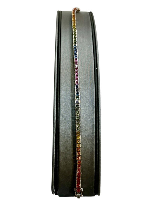 SS MULTI COLOR STONE BRACELET 8 1/2"