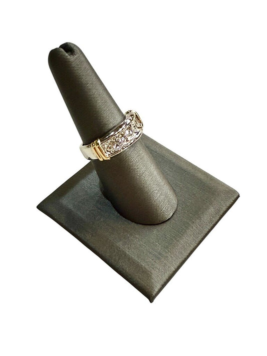 14KT TUTONE 5 DIAMOND BAND 1/2TW SZ 7