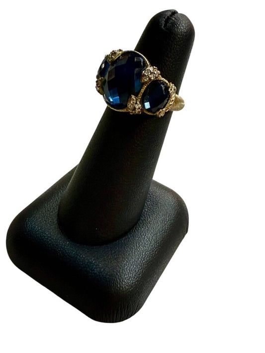 SS/GP JUDITH RIPKA CREATED SAPPHIRE CUSHION CUT SZ 5