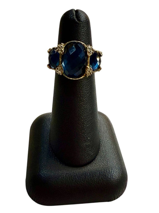 SS/GP JUDITH RIPKA CREATED SAPPHIRE CUSHION CUT SZ 5