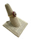 14KT YG RUBY & DIA CLUSTER RING SZ 6.5