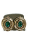 SS LG GREEN STONE W/SOBRERO STYLE HALO STUD EARRINGS