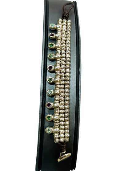 SS MULTI STONE WIDE BUTTON STYLE TENNIS BRACELET
