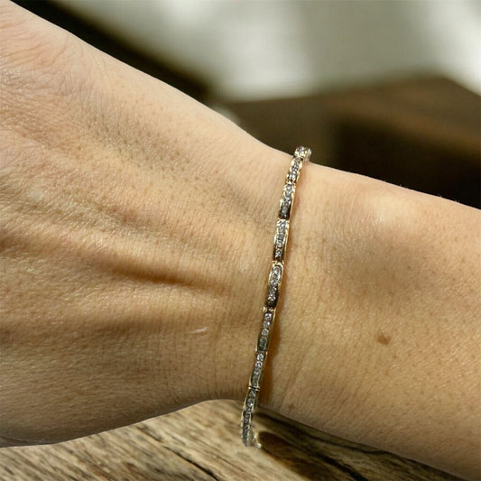 14KT YG STAMPED 1CTTW TENNIS BRACELET