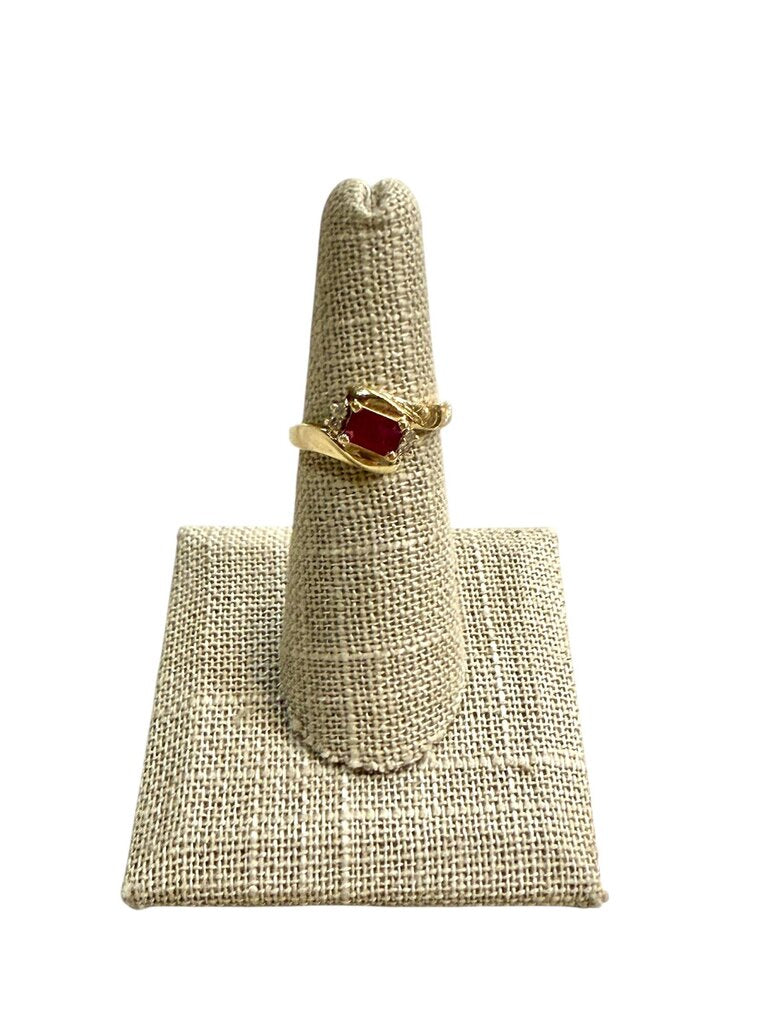 14KT YG RUBY & DIA RING SZ 6