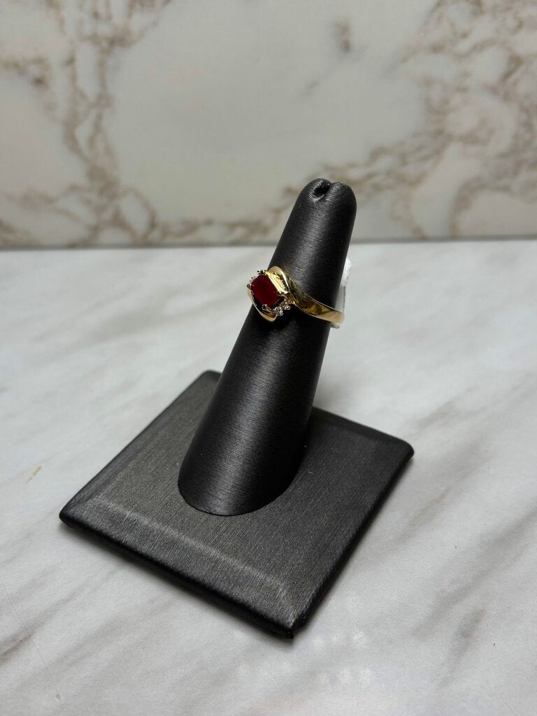 14KT YG RUBY & DIA RING SZ 6