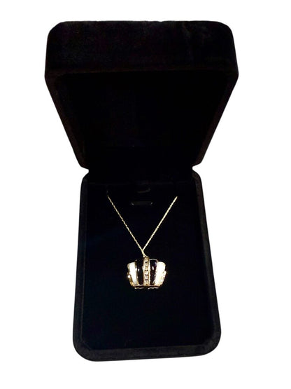 14KT YG MOP BLK ONYX PENDANT ON CHAIN