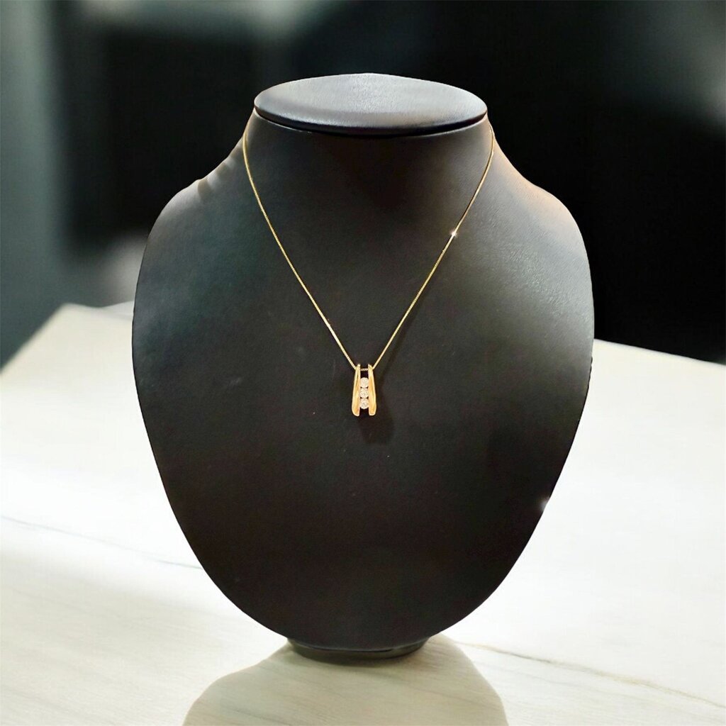 14KT YG PPF LARGER LADDER 3/8TW PENDANT ON CHAIN