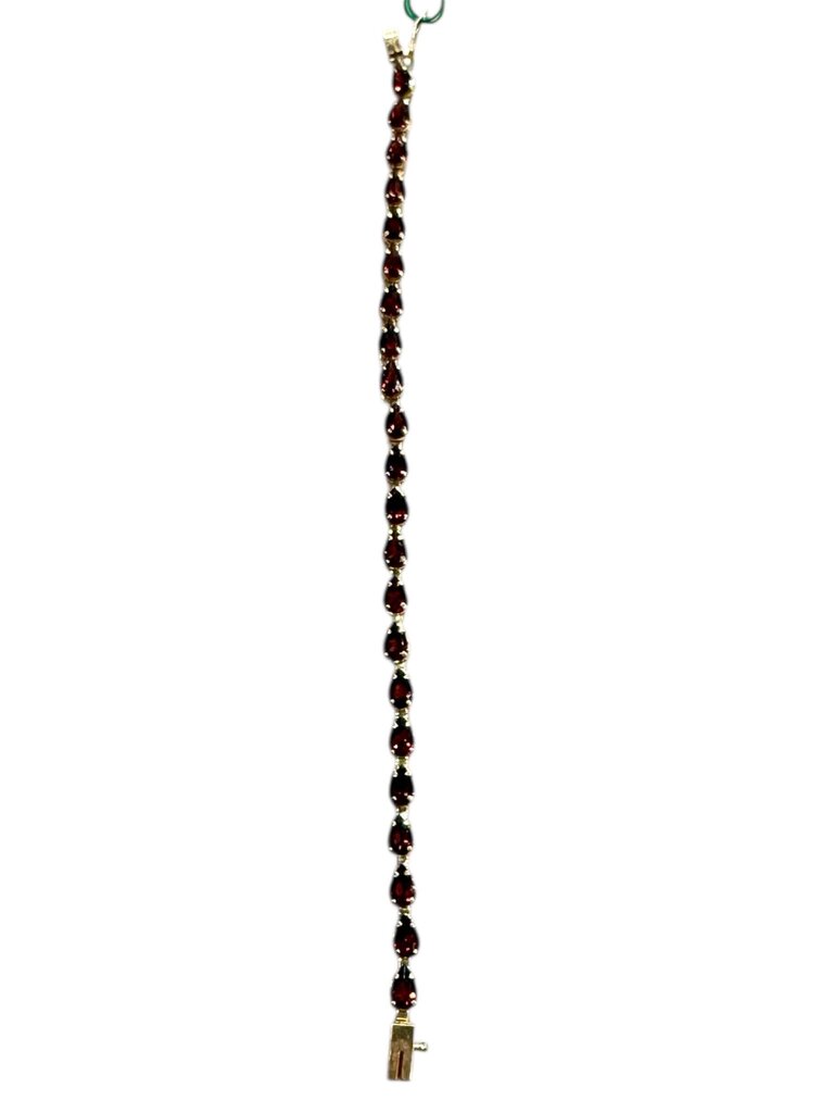 14KT YG PEAR SHAPE GARNET TENNIS BRACELET