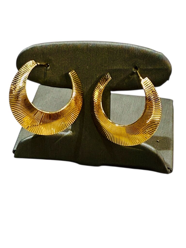 SS/GOLD PLATED FAN STYLE HOOP EARRINGS