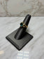 10KT YG CREATED EMERALD W/RB MELEE SPLIT BAND SZ 7