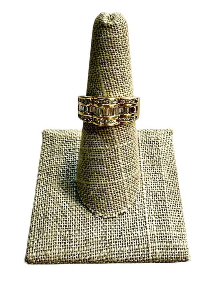 14KT YG BAGUETTE &RB CHANNEL SET DESIGNER RING 1CTTW SZ 7