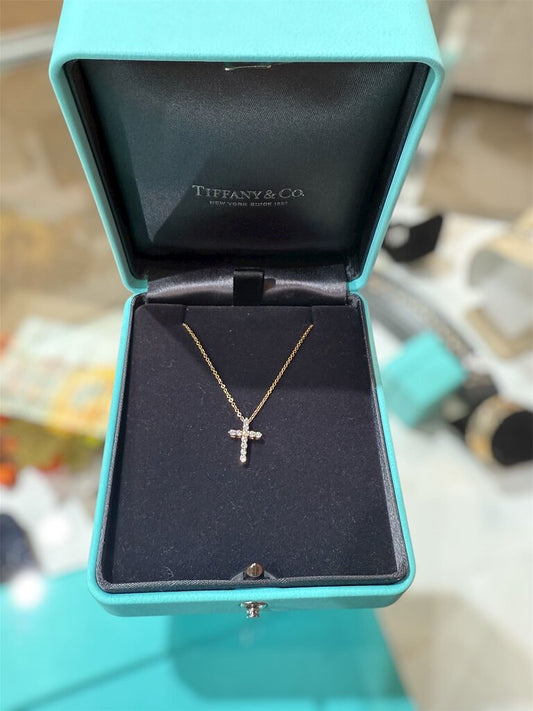 18KT YG .42CTTW T&CO CROSS NECKLACE