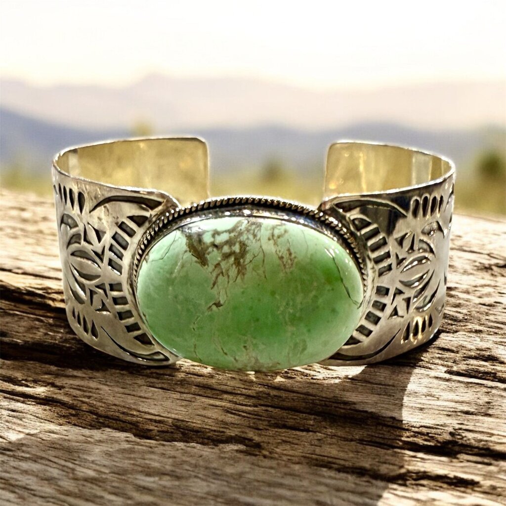 SS UTAH VARISCITE BEZEL SET NATIVE LOOKING CUFF BRACELET