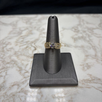 14KT YG 3/4CT RB CTR W/RB CHANNE SET 1CTTW SZ 9