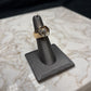14KT YG 5/8CT RB BEZEL SET W/ 1/5CT RB & MELEE 7/8CTTW NATURAL DIAMOND MENS RING SZ 8.5