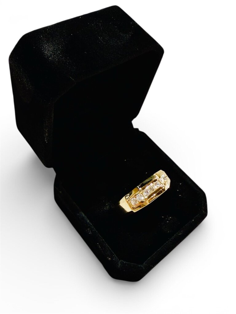 14KT YG 1/4CTTW CHANNEL SET MENS RING HOLLOW SZ 12