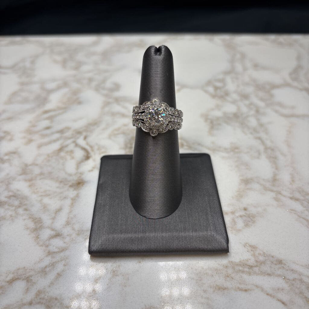 14KT WG 1CT RB CTGR W/ 1.4CTTW WEDSET NOT SOLDERED SZ 6.75