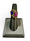 14KT YG NUGGET STYLE RED AND BLUE STAR SAPPHIRE DIAMOND ACCENT RING SZ 5