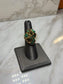 14KT YG STAR SAPPHIRE W/EMERALD CLUSTER STYLE RING SZ 6