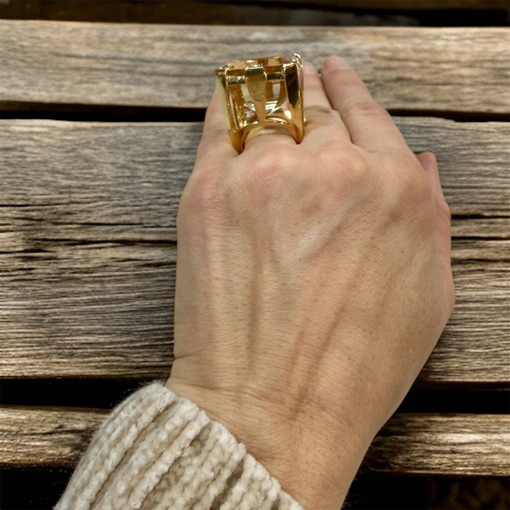14KT YG 105CT CITRINE RING W/ APPRAISAL SZ 8