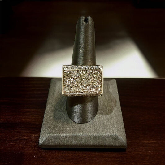 14KT TUTONE 4CTTW SQUARED TOP MENS RING SZ 9.5 APPRAISAL