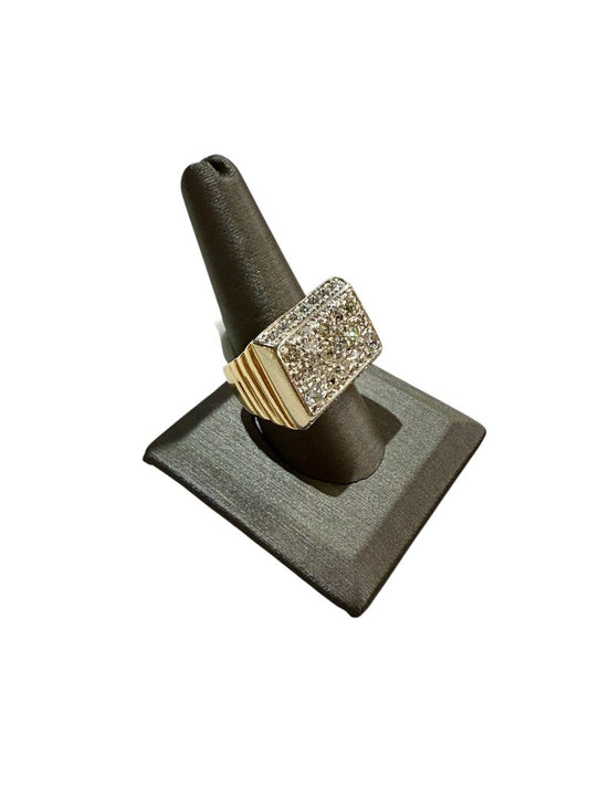 14KT TUTONE 4CTTW SQUARED TOP MENS RING SZ 9.5 APPRAISAL