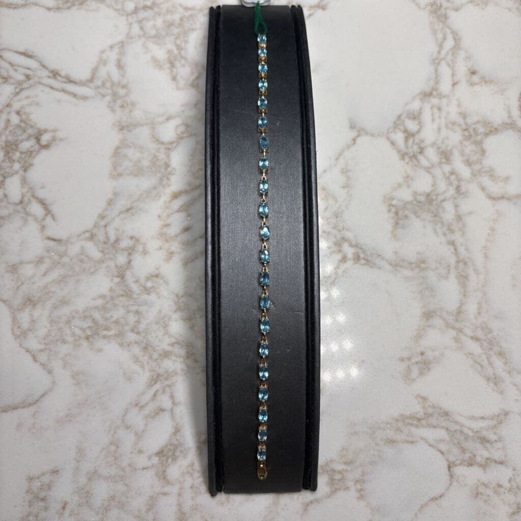 10KT YG OVAL BLUE TOPAZ BRACELET